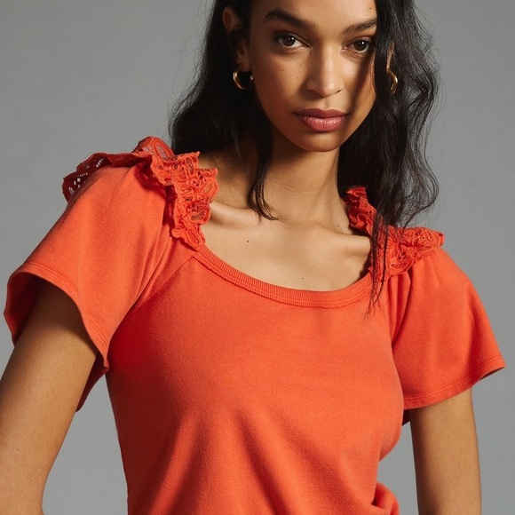 Anthro Pilcro Eyelet Ruffle Top - Picture 4 of 7